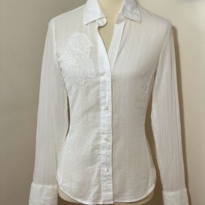 Banana Republic embroidered white linen bl…